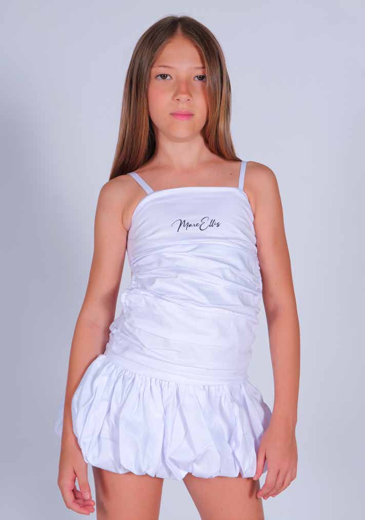 Abito Cut-Out in Cotone Drappeggiato con Gonna Effetto Palloncino Marc Ellis Junior bambina