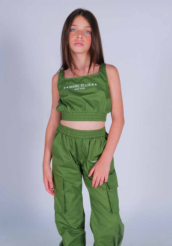 Top cropped cotone logo contrasto Marc Ellis bambina