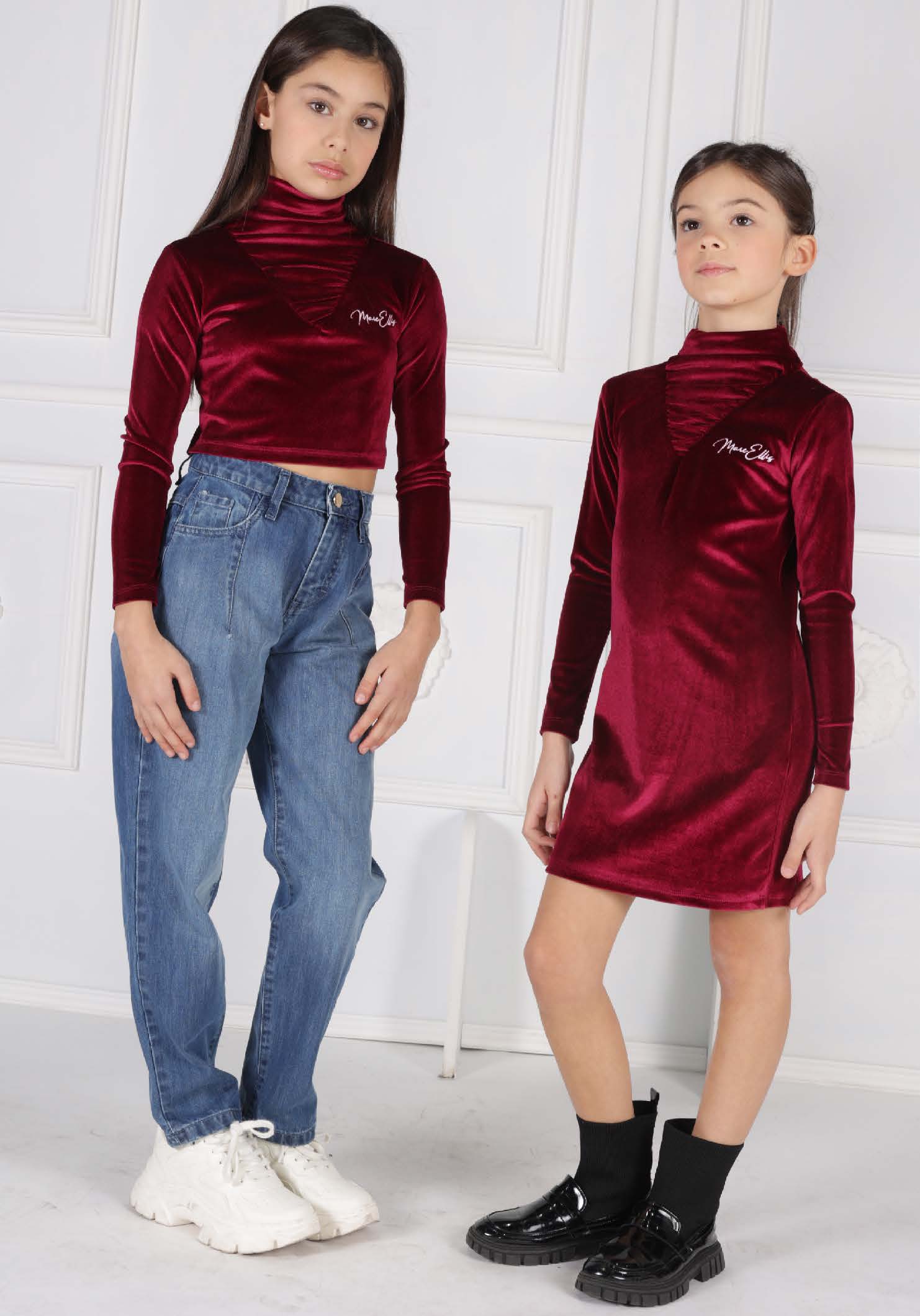 Maglia in Ciniglia Elastica con Ricamo Logo sul Davanti Marc Ellis bambina