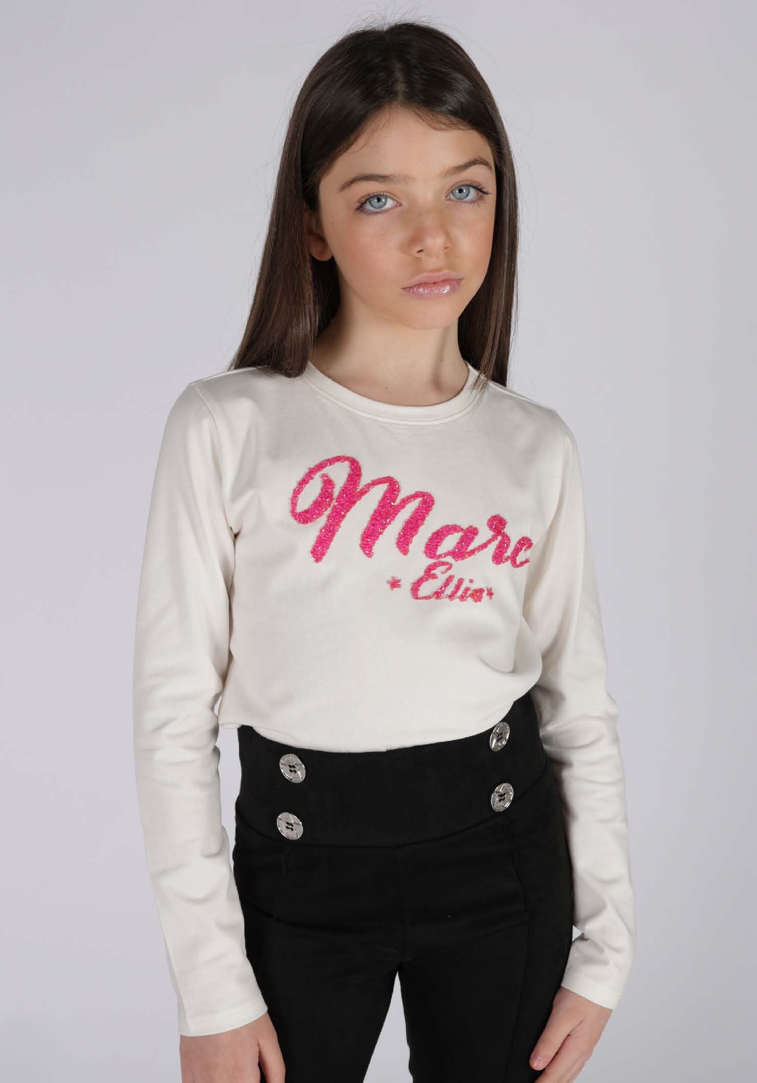 T-shirt Girocollo Bianco Marc Ellis bambina