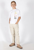 Pantalone Off White in Cotone Elastico Siviglia bambino
