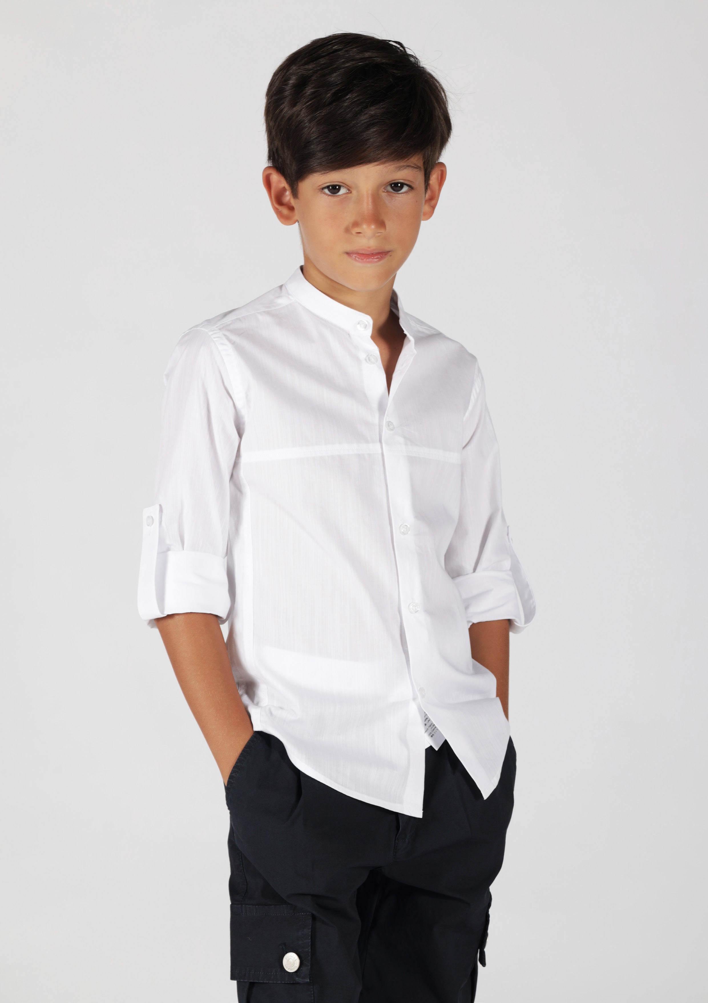 Camicia in Cotone con Collo Coreano Siviglia bambino