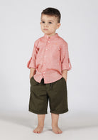 Camicia in Lino Arancio con Collo Coreano Siviglia bambino