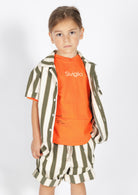 Camicia a Righe Verdi con Mezze Maniche Siviglia bambino