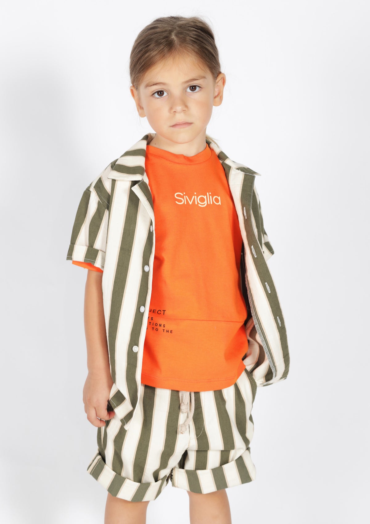 Camicia a Righe Verdi con Mezze Maniche Siviglia bambino