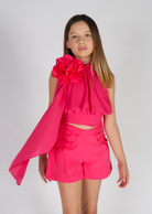 Short in tessuto tecnico con dettaglio laccetti in taffetà Fun&Fun Couture bambina