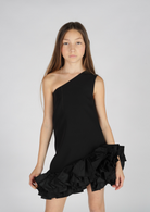 Abito monospalla balze taffetà Fun&Fun Couture bambina