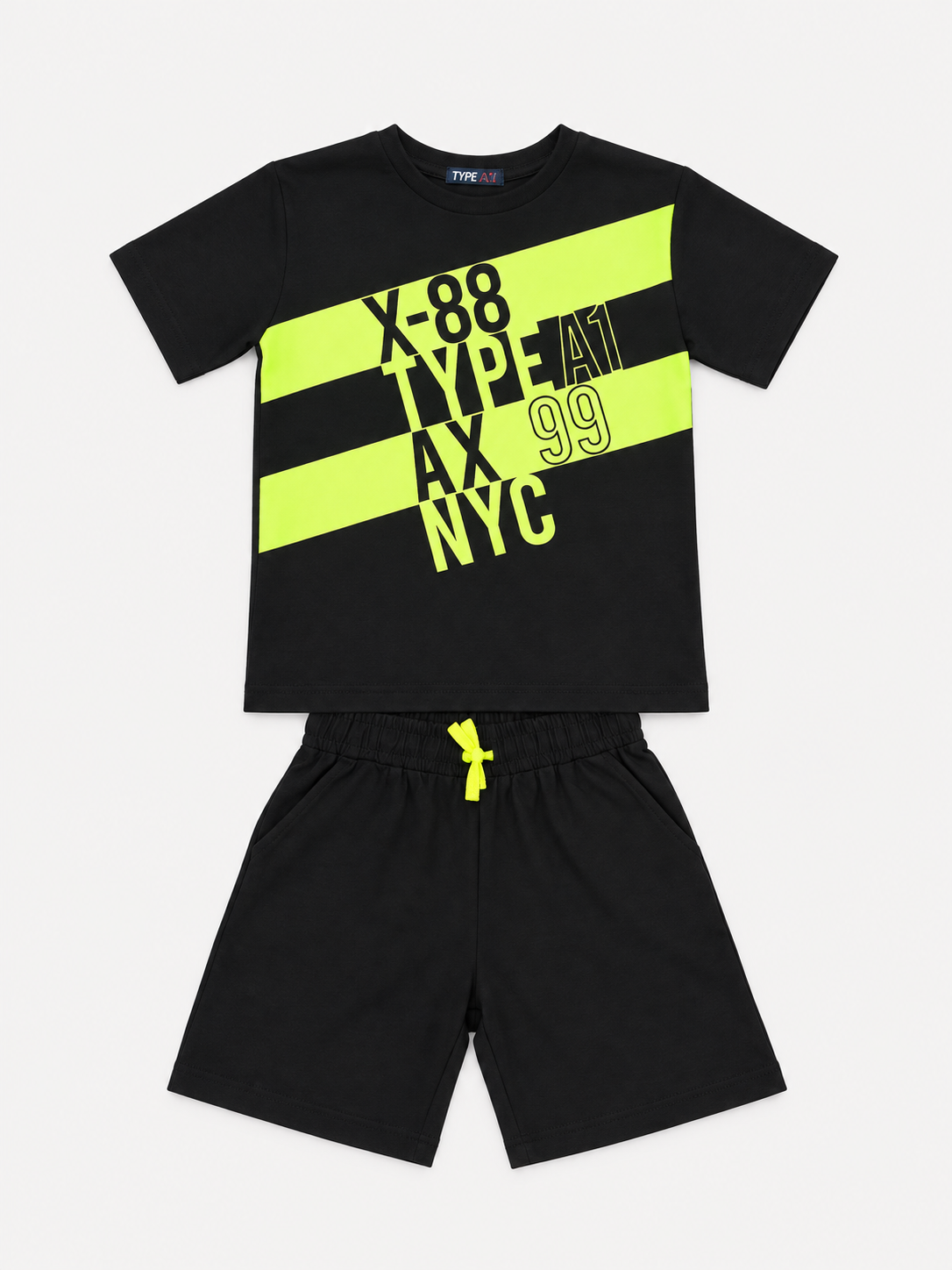Completo in Cotone Black e Lime Black Type-A1 bambino