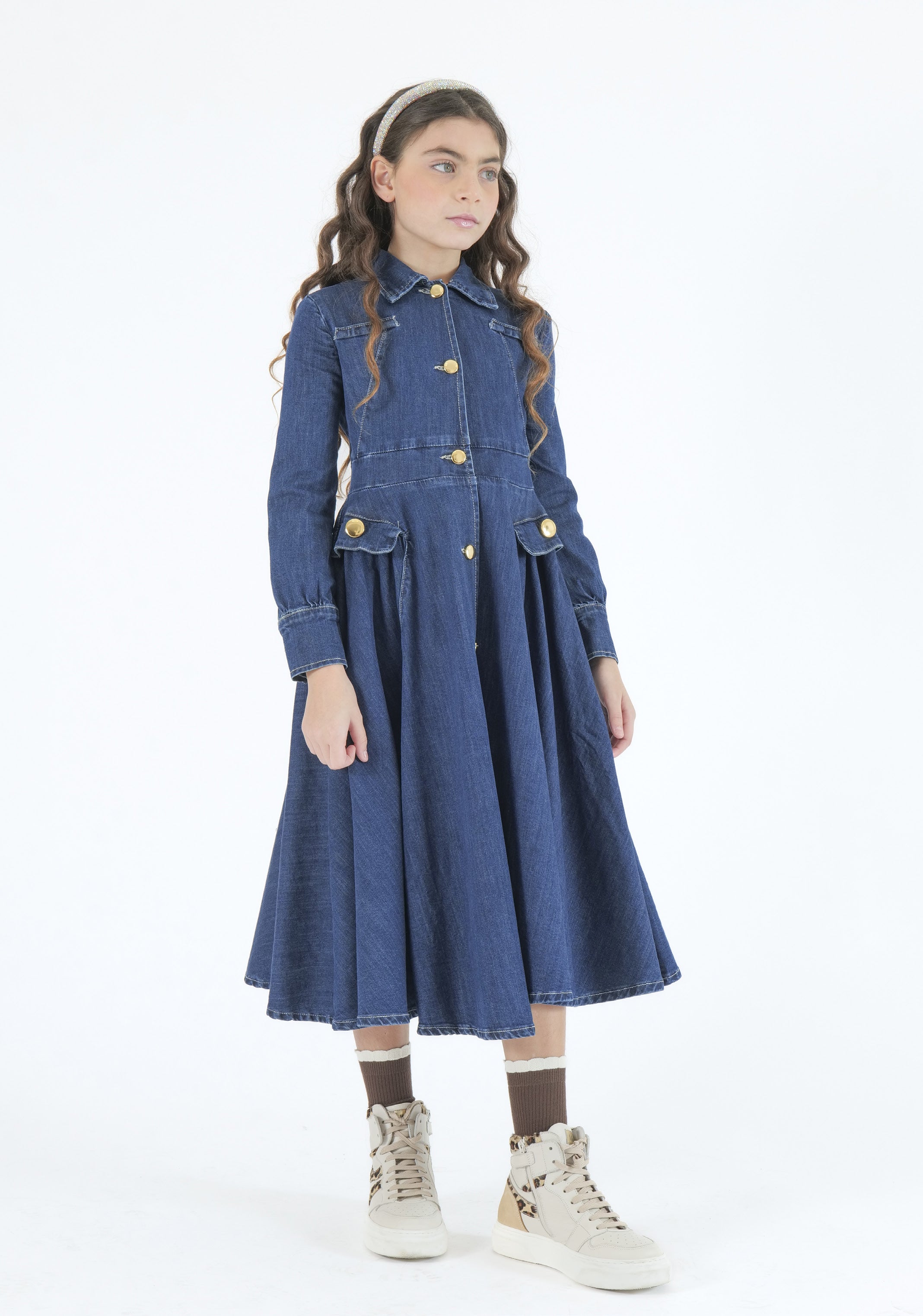 Abito Denim in Cotone Junior Fun&Fun Chic Bambina - FW26