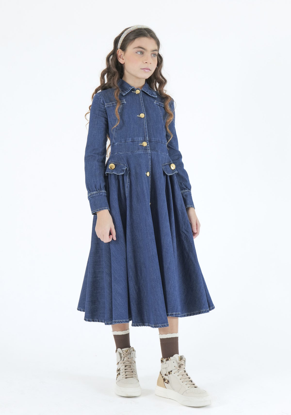 Abito Denim in Cotone Junior Fun&Fun Chic Bambina - FW26
