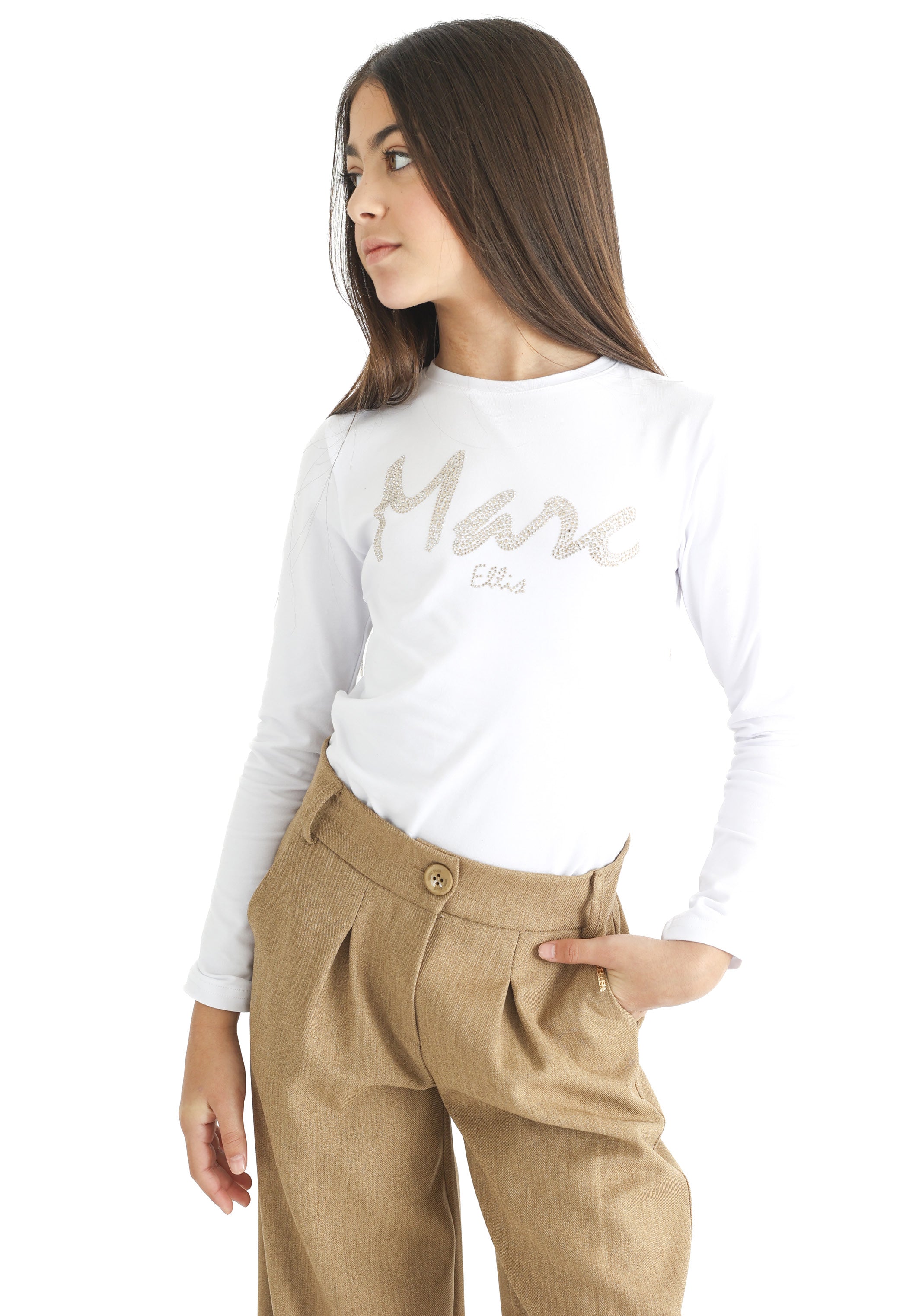 T-shirt in Cotone con Stampa e Strass Junior Marc Ellis Bambina - FW26