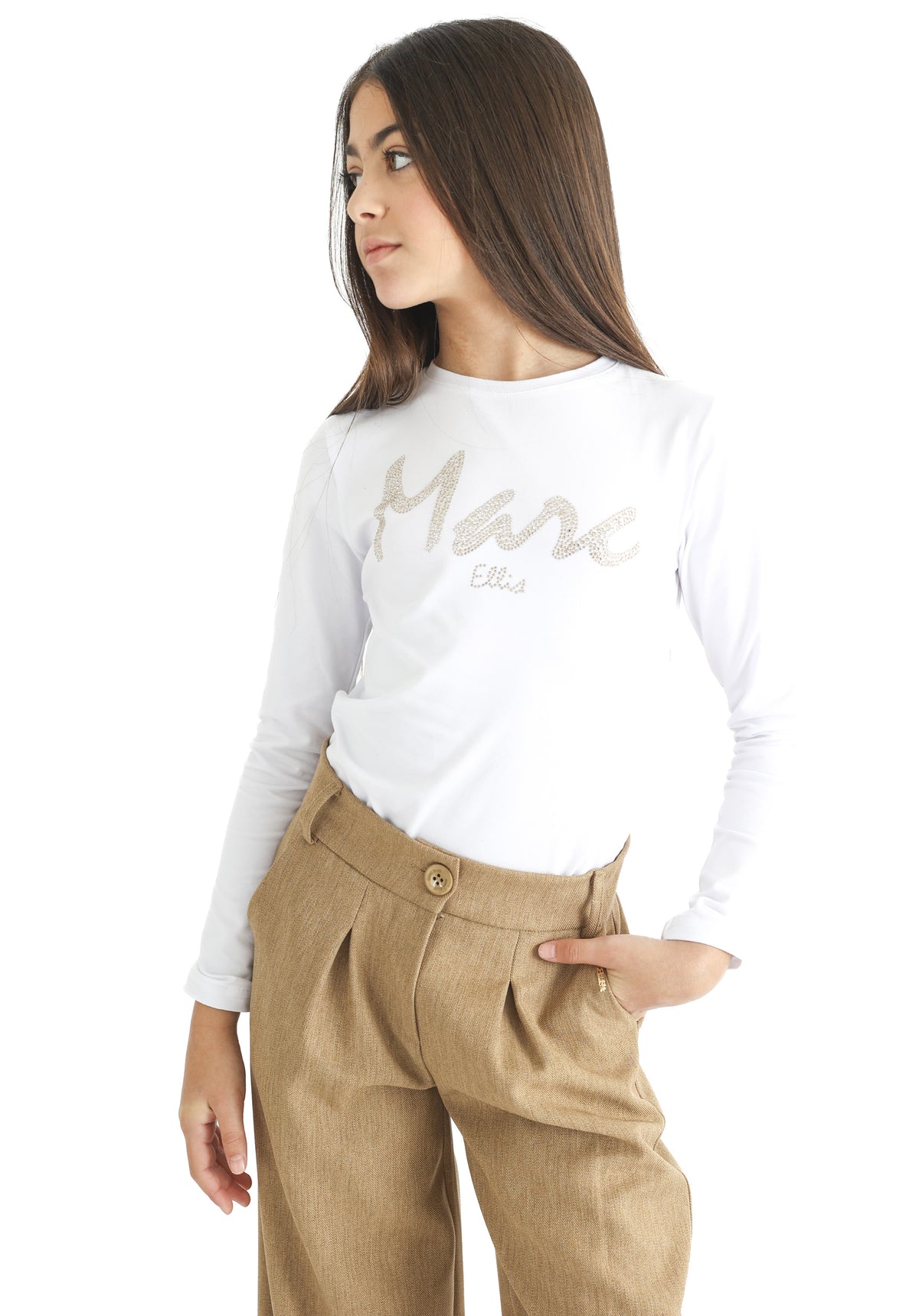 T-shirt in Cotone con Stampa e Strass Junior Marc Ellis Bambina - FW26