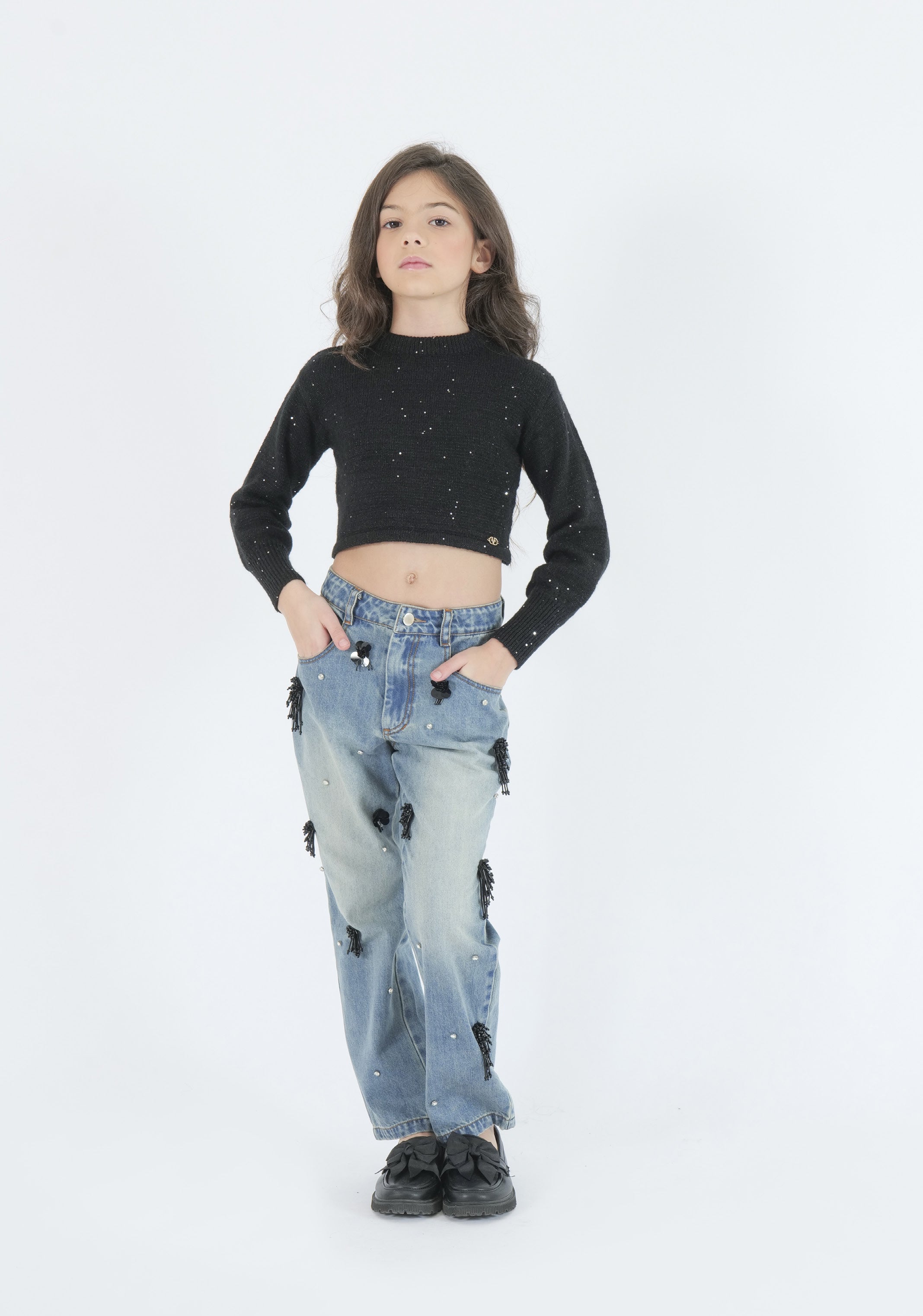 Pantalone Jeans Palazzo con Strass Junior Fun&Fun Bambina - FW26