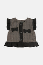 Gilet in Tessuto Spigato con Fiocco Neonato Fun&Fun Bambina - FW26