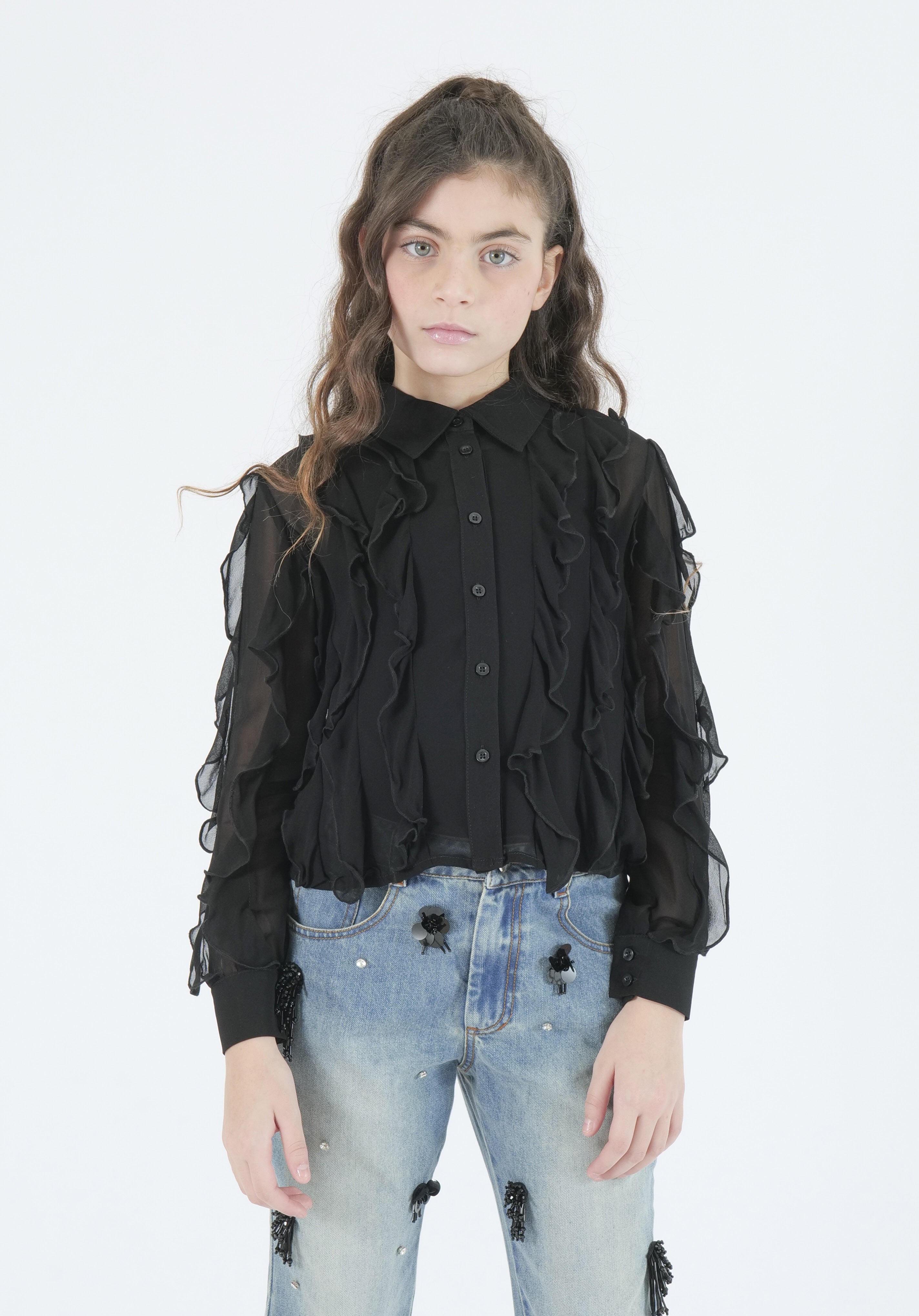 Camicia in Georgette con Rouches Junior Fun&Fun Bambina - FW26