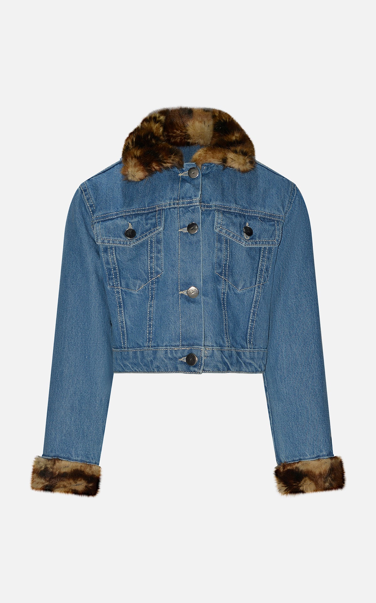 Giacca giubbino denim con ecopelliccia HLove bambina