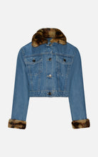 Giacca giubbino denim con ecopelliccia HLove bambina