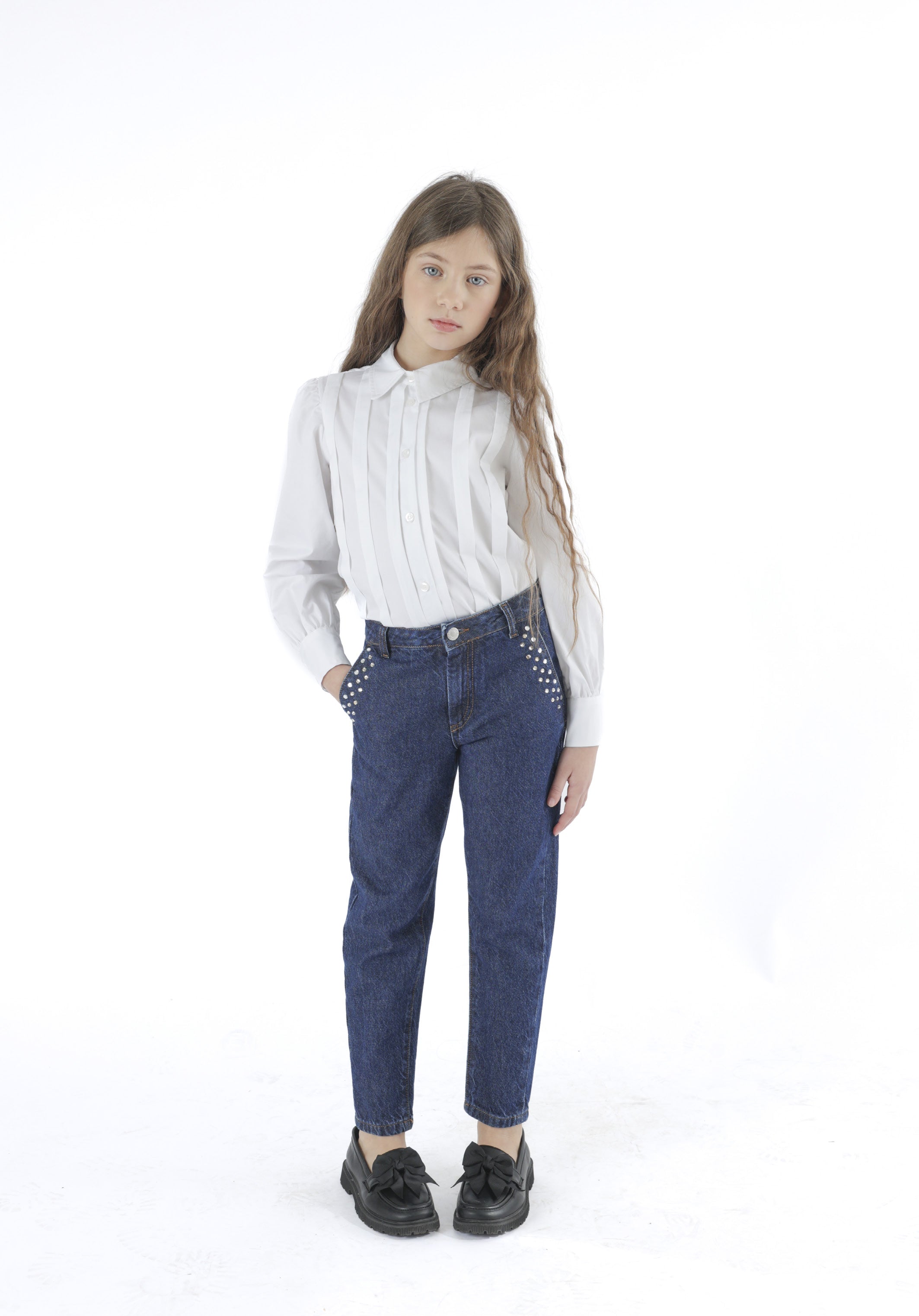 HLove Pantalone in Cotone Blu Junior Bambina - FW26