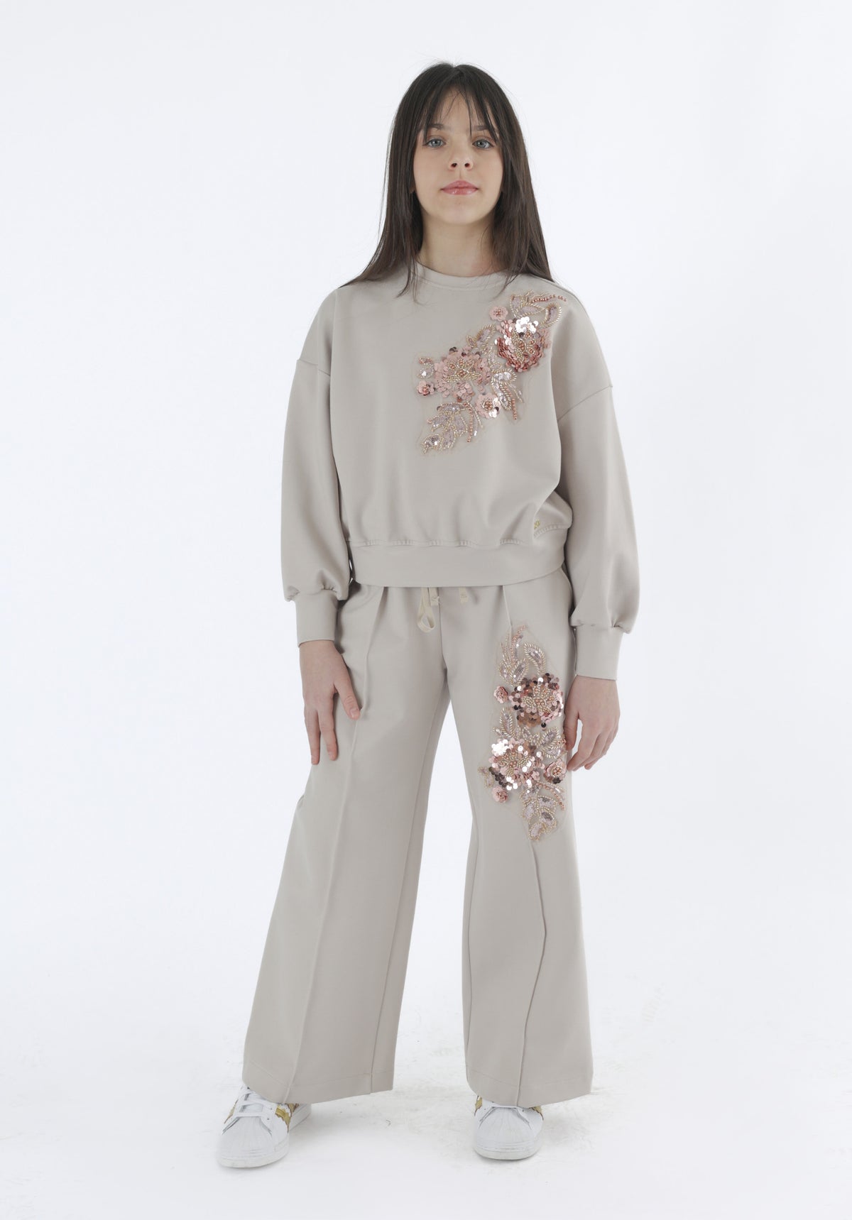 HLove Felpa Beige Nera e Grigia Junior Bambina - FW26