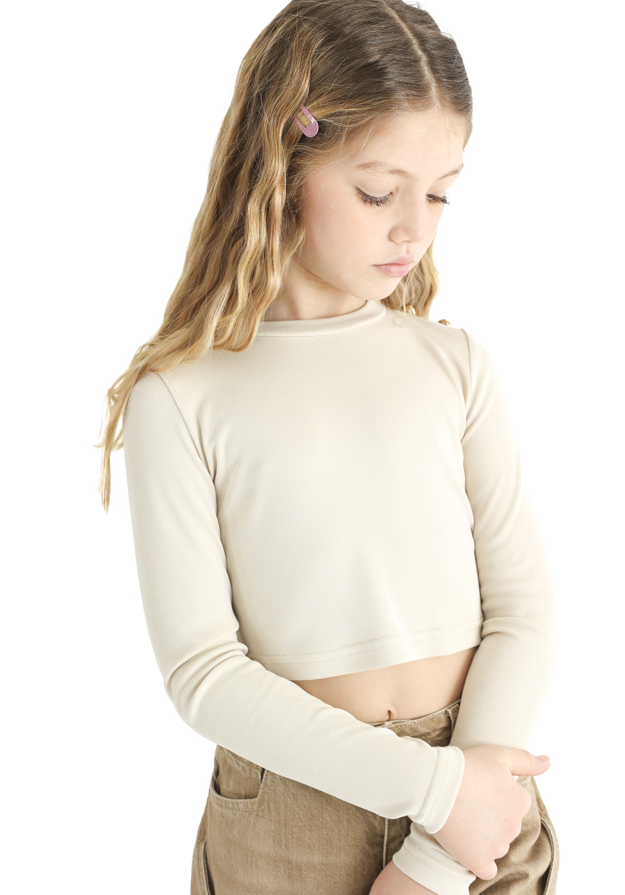T-shirt Cropped con Bottoni Junior Marc Ellis Bambina - FW26