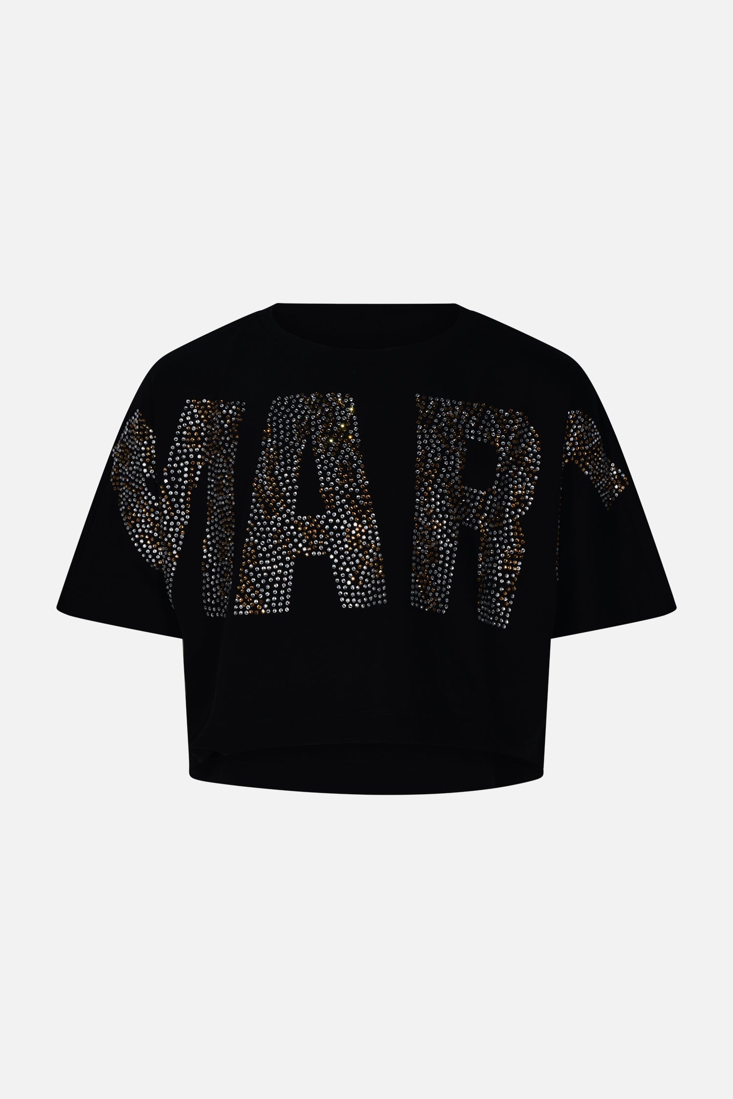 T-shirt cropped logo argento Marc Ellis bambina