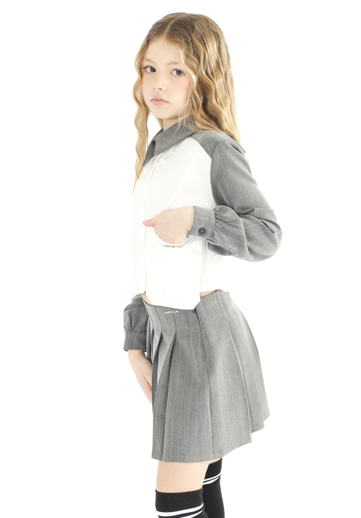 Gonna Mini in Tessuto Gessato Junior Marc Ellis Bambina - FW26